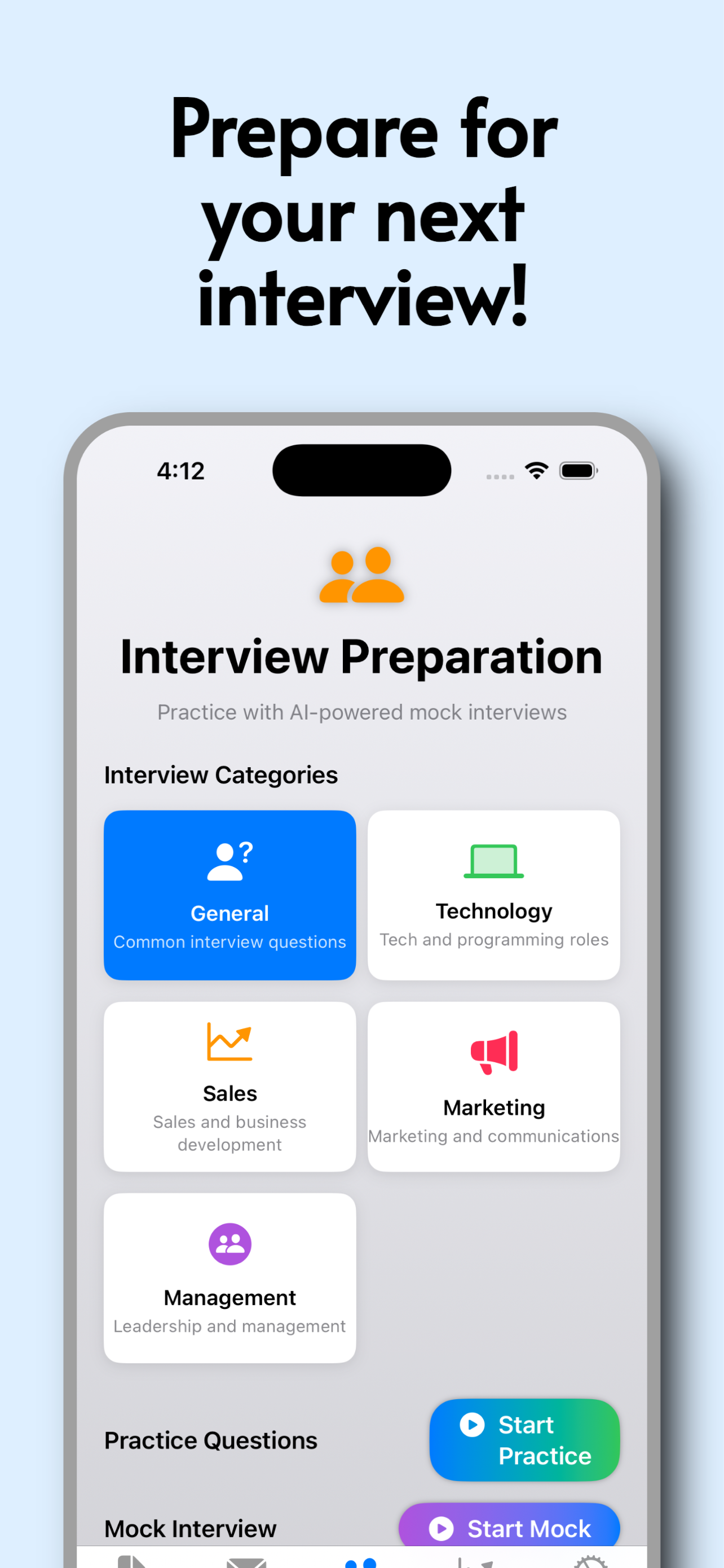 ProLaunch interview preparation screenshot