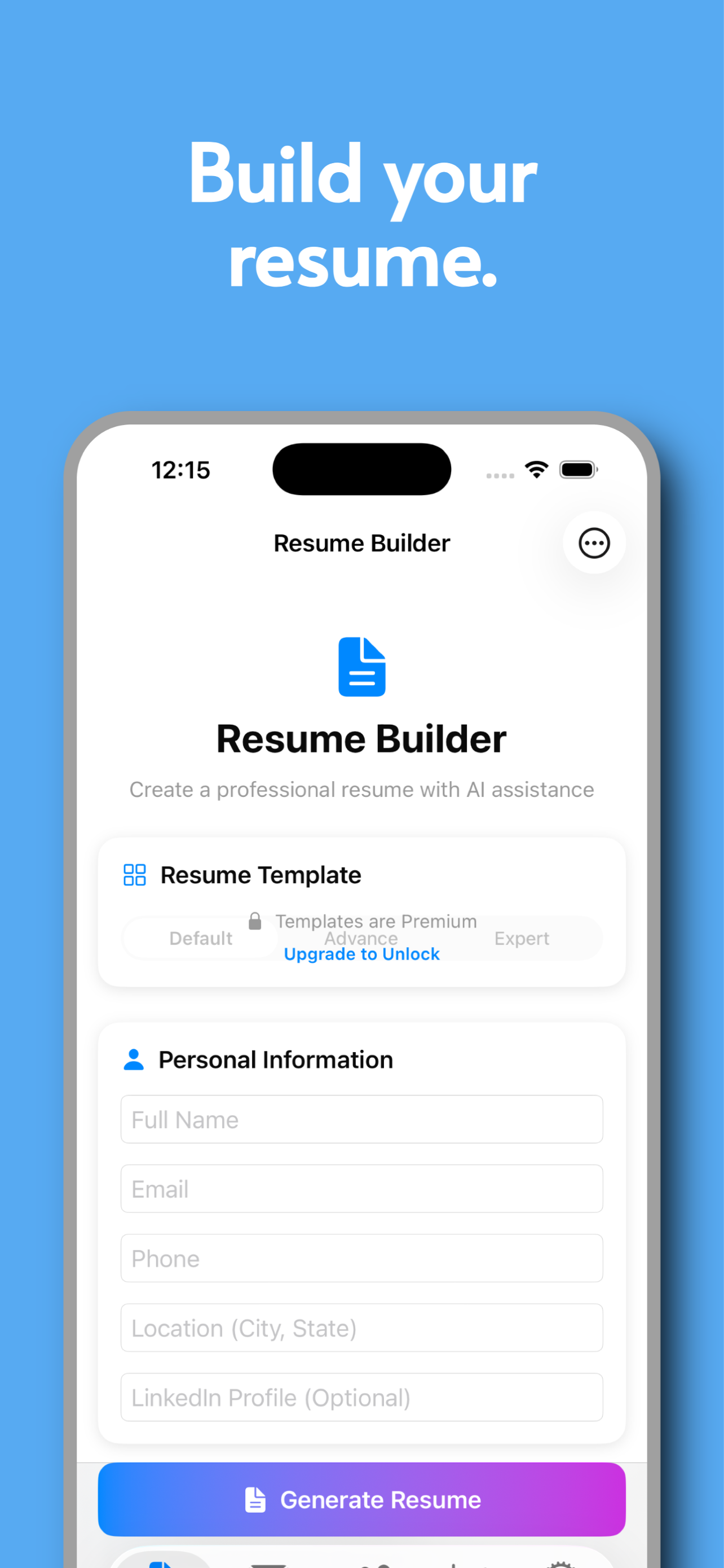 ProLaunch resume builder screenshot